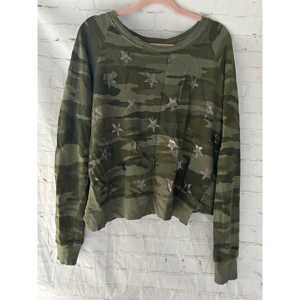 Current/Elliot Camo Star Open Back Sweatshirt 1 S/M NWT
